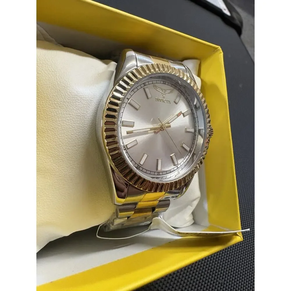 Invicta Specialty I Men’s Watch 40mm Gold Steel Silver Dial New In Box